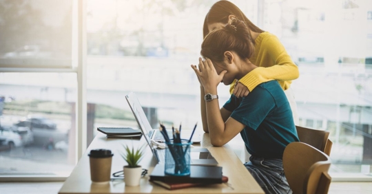 Woman stressed at work