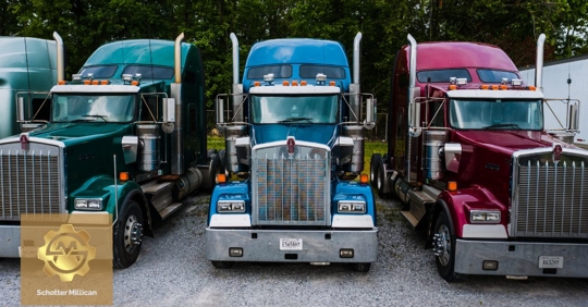 row of trucks